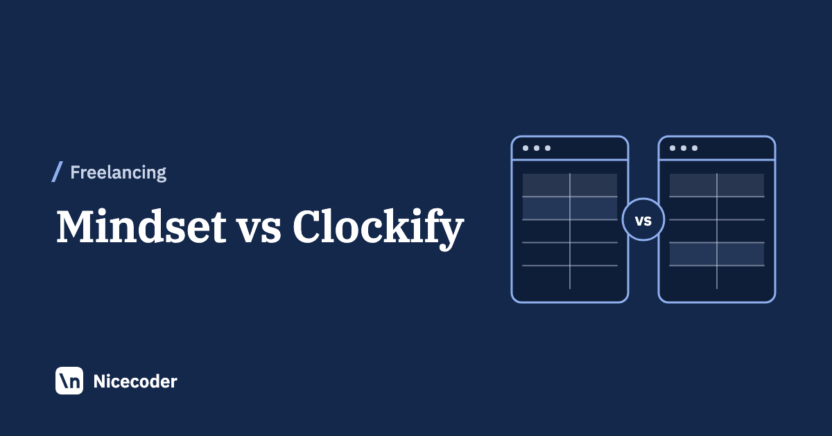 Cover reading Mindset vs Clockify, with a line drawing of two app windows side by side with vs between them