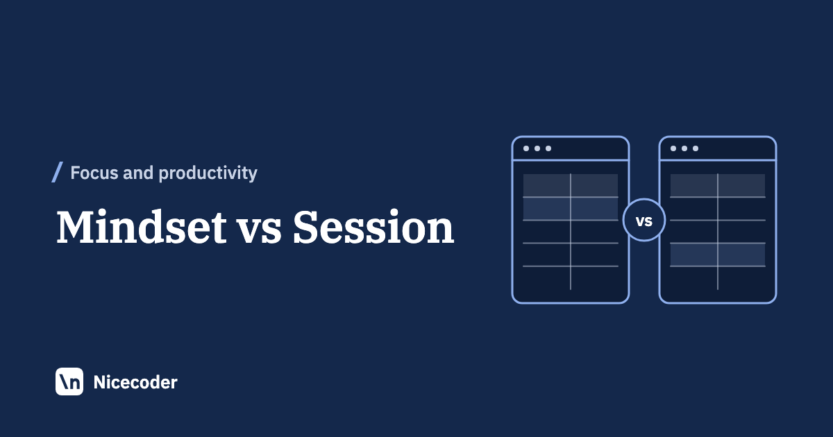 Cover reading Mindset vs Session, with a line drawing of two app windows side by side with vs between them